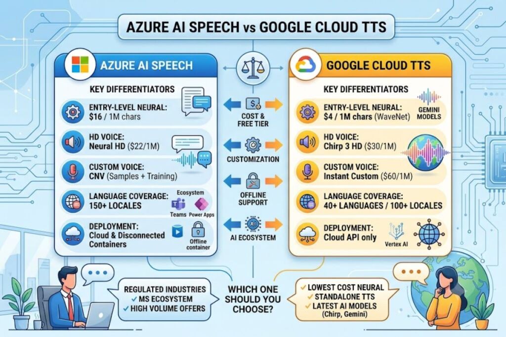 Azure AI Speech vs Google Cloud TTS