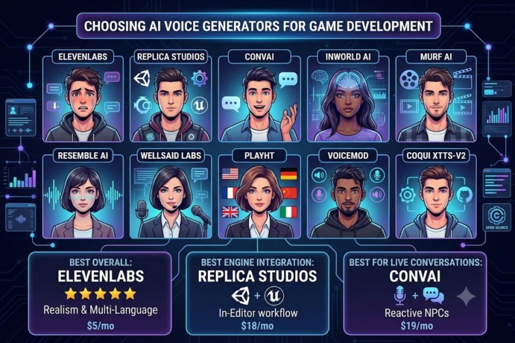 Best AI Voice Generators for Video Games NPC Dialogue