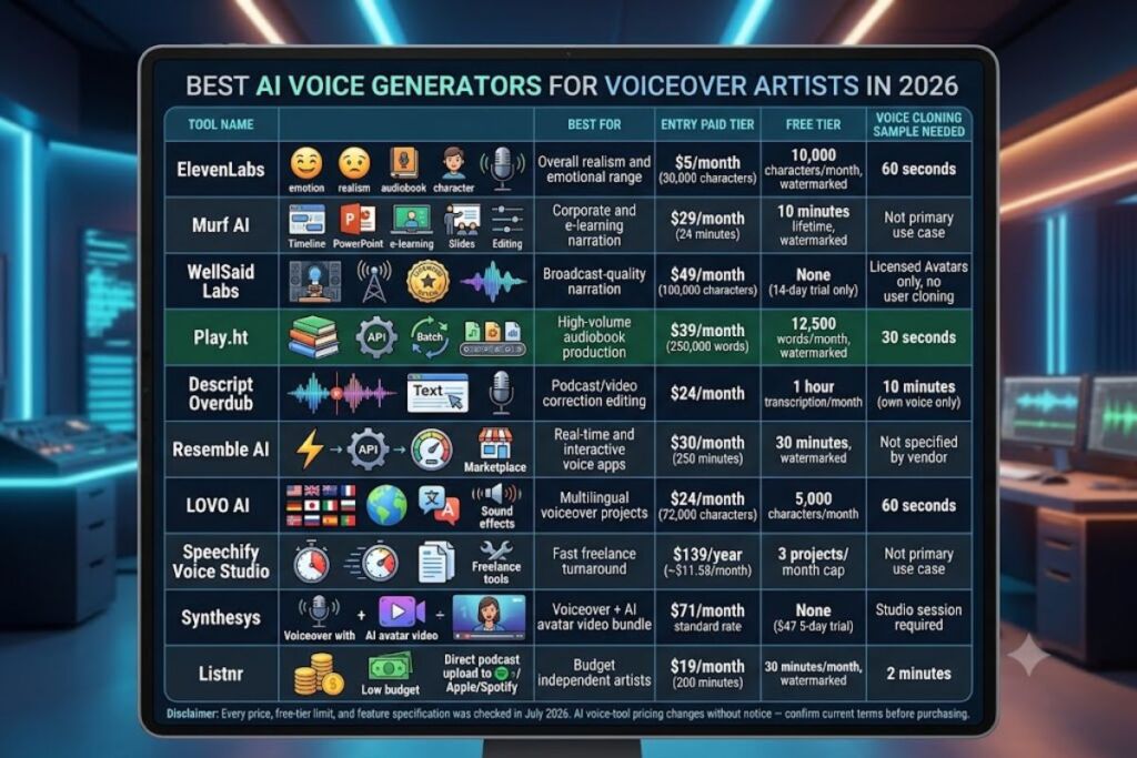 Best AI Voice Generators for Voiceover Artists