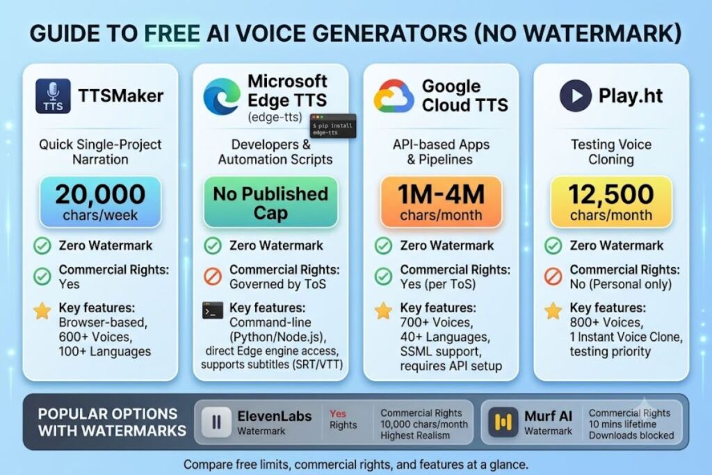 Best Free AI Voice Generators (No Watermark)