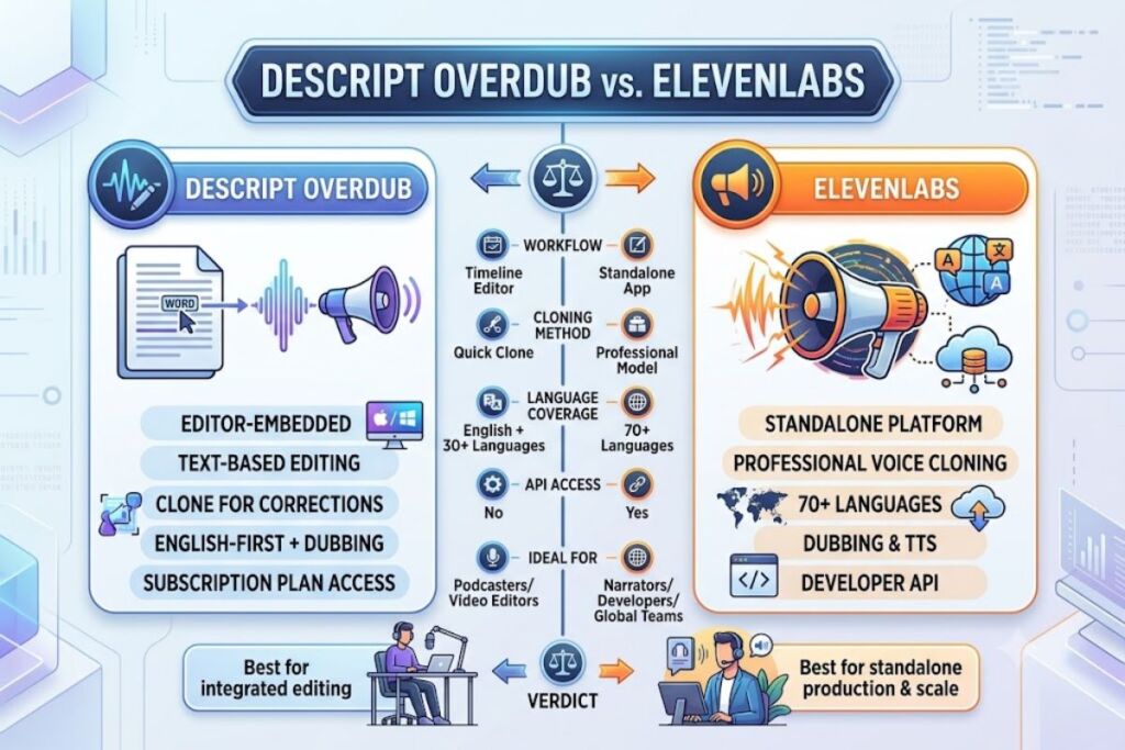 Descript Overdub vs ElevenLabs