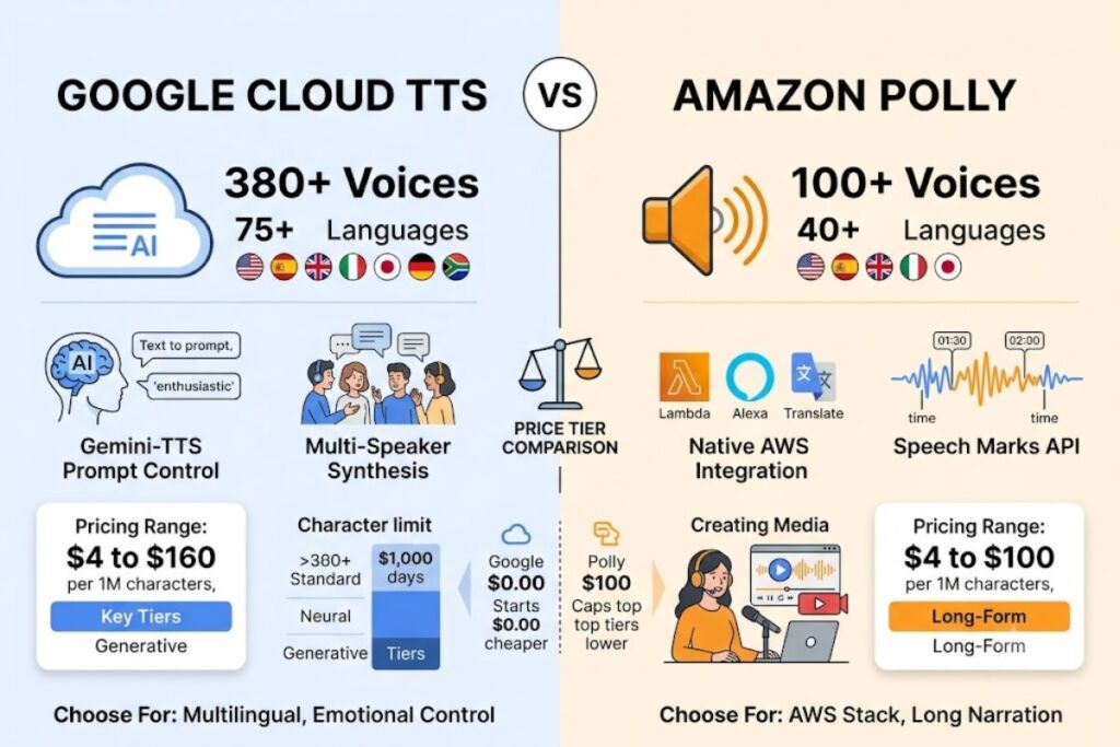 Google Cloud TTS vs Amazon Polly